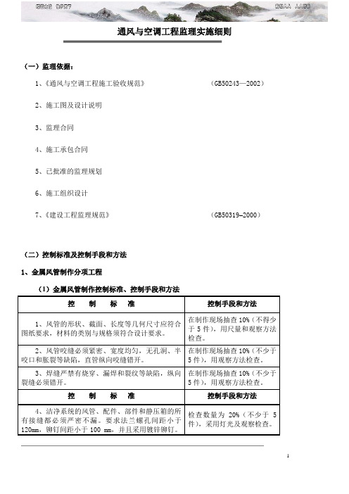 通风与空调工程监理实施细则 