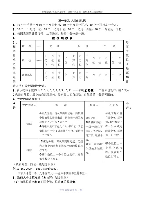 新人教版四年级上册数学讲义