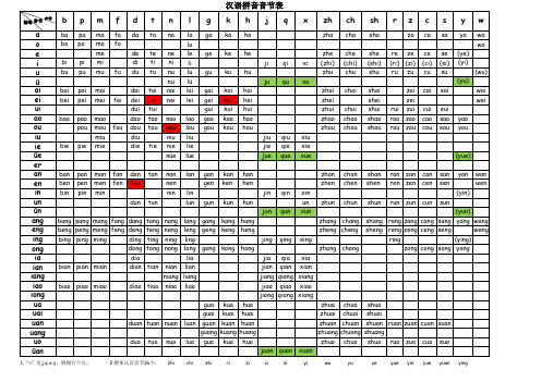 小学生汉语拼音音节表(完整版)
