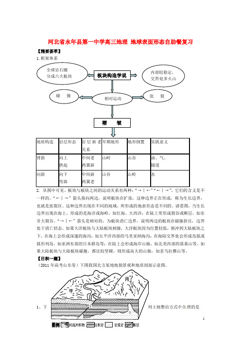 河北省永年县第一中学高三地理 地球表面形态自助餐复习