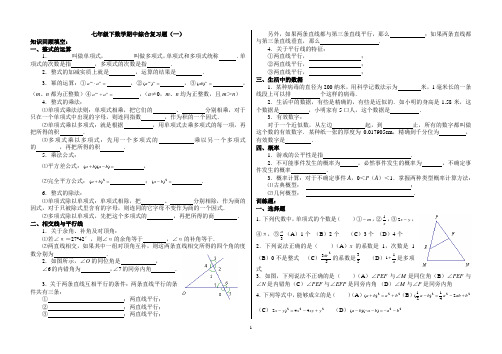 七年级下1---4章练习题(知识回顾)