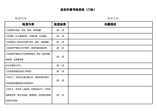 门诊部医务科督导检查表