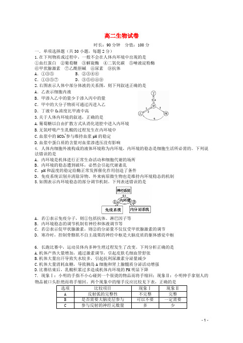 安徽省合肥一中高二生物上学期期中试题新人教版