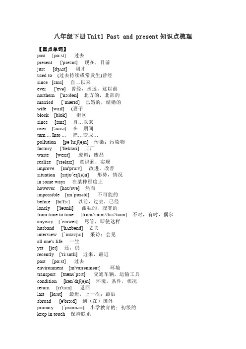 牛津译林版 8B八年级下册 Unit1 Past and present 知识点梳理