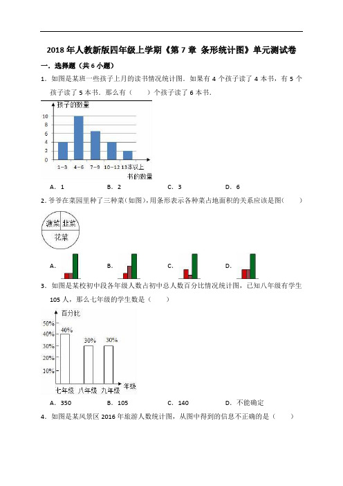 四年级上册数学试题 - 第7章 条形统计图 单元测试卷 人教新课标(解析版)