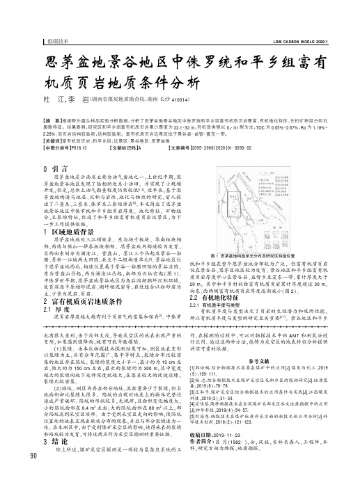 思茅盆地景谷地区中侏罗统和平乡组富有机质页岩地质条件分析