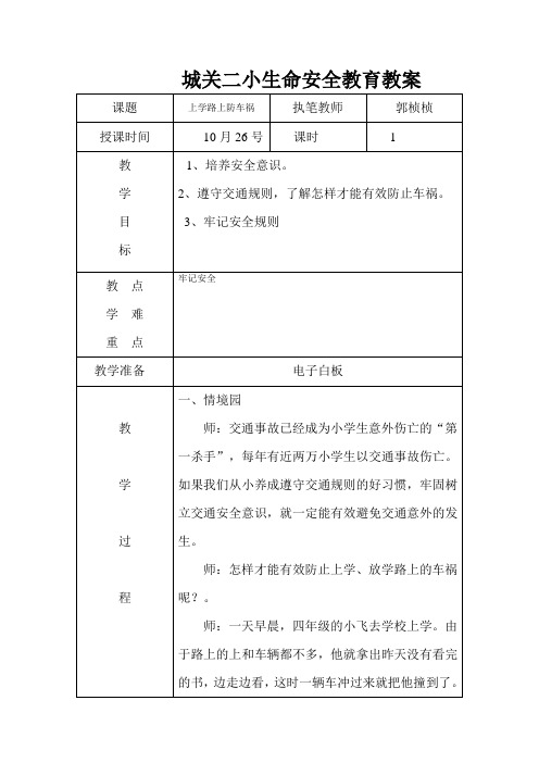 城关二小安全教育教案4