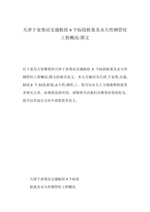 天津于家堡站交通枢纽4个标段桩基及永久性钢管柱工程概况-图文