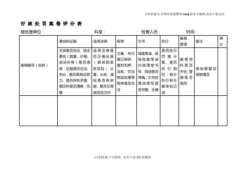 行政处罚案卷评分表