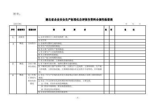 《湖北省企业安全生产标准化自评报告资料合规性检查表》