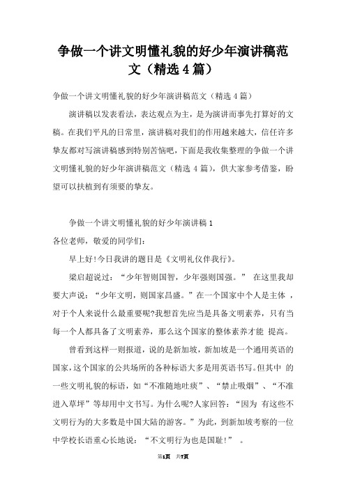 争做一个讲文明懂礼貌的好少年演讲稿范文(精选4篇)