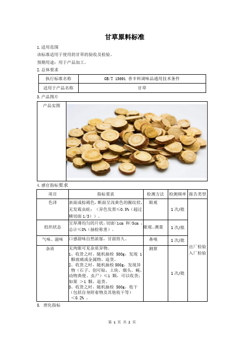 甘草原料标准