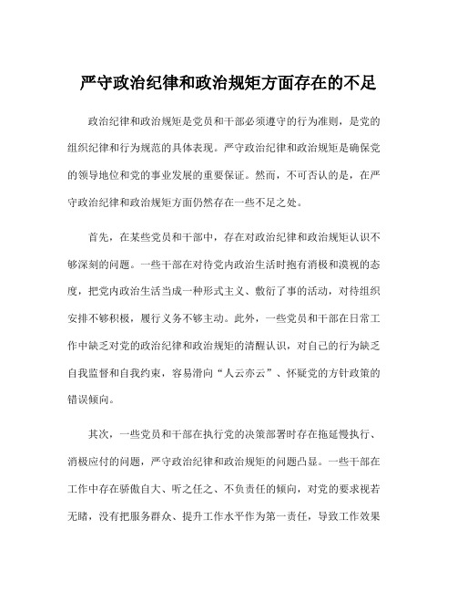 严守政治纪律和政治规矩方面存在的不足