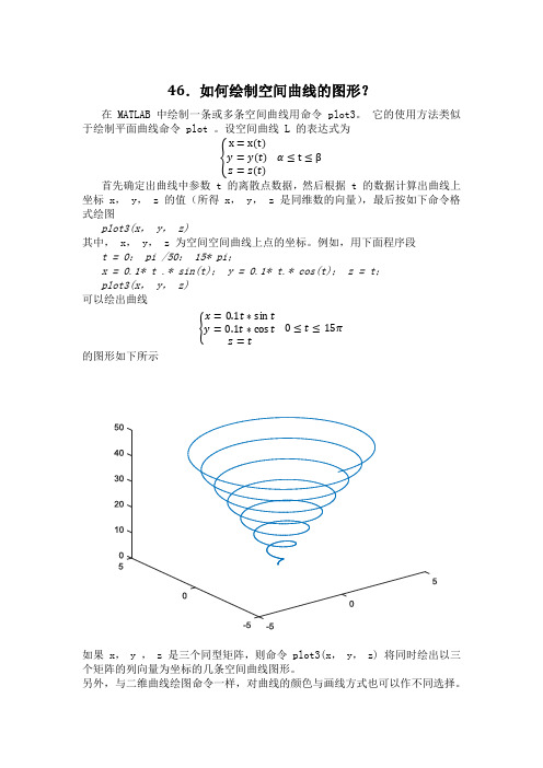 46.matlab绘制空间曲线