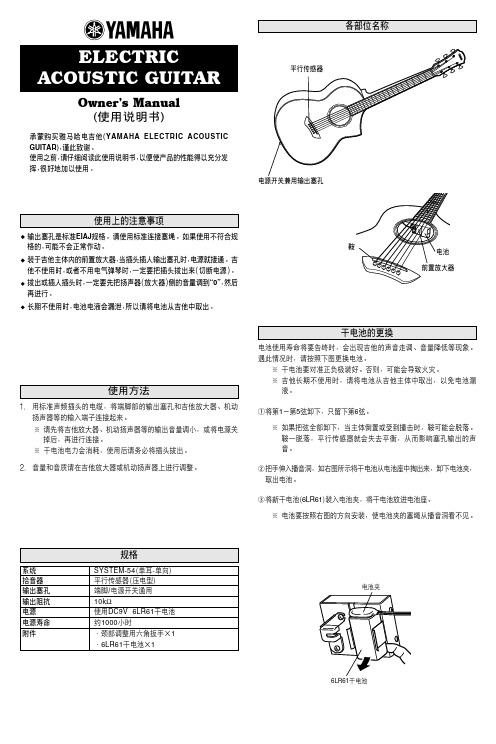 YAMAHA 电吉他 说明书