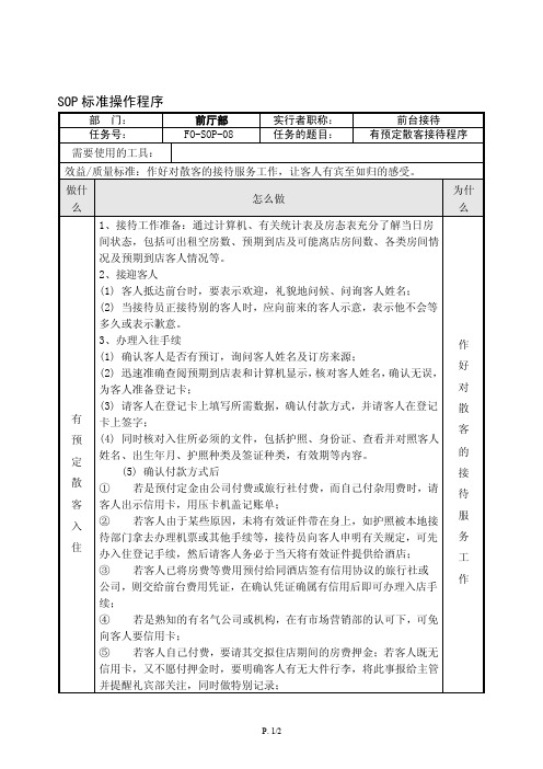 8有预定散客接待入住程序