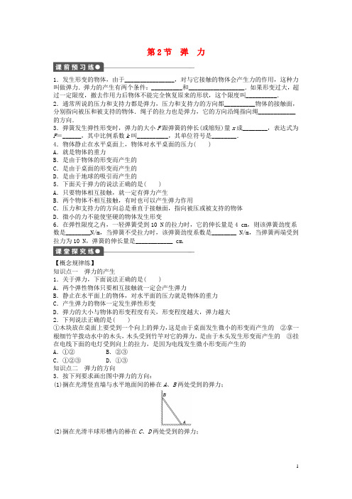 高中物理第三章第2节弹力课时作业新人教版必修1