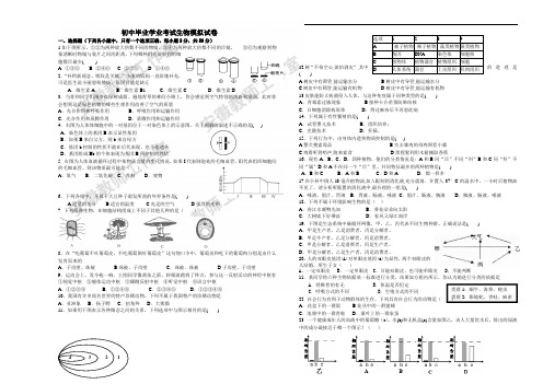 2013年初中生物会考模拟试卷