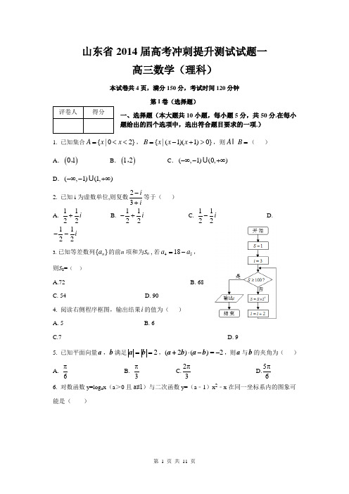 山东省2014届高考冲刺提升测试理科数学试题一