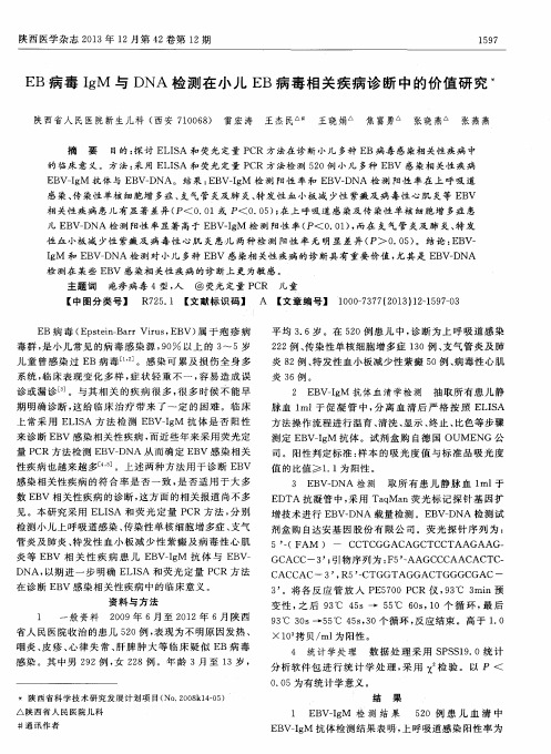 EB病毒IgM与DNA检测在小儿EB病毒相关疾病诊断中的价值研究