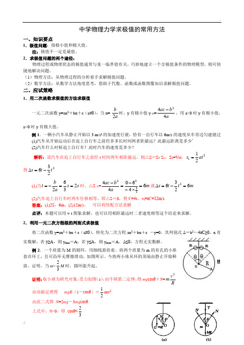 高考物理力学求极值的常用方法