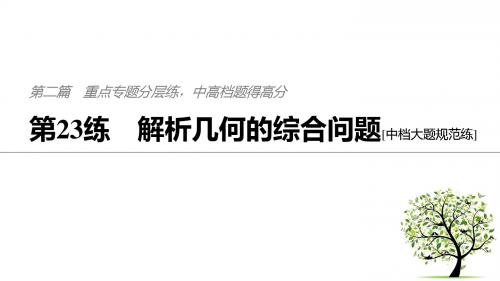 2019高考数学江苏(理)精准提分二轮通用版课件：第二篇+第23练+解析几何的综合问题