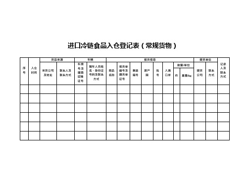 进口冷链食品入仓登记表(常规货物)-模板