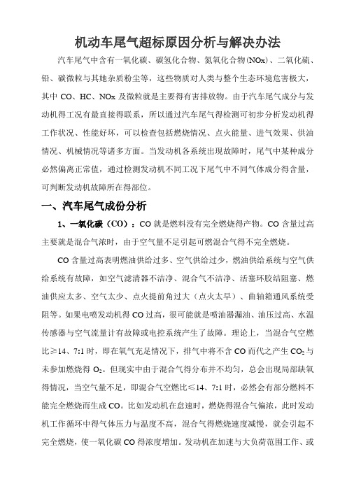 汽车尾气超标原因分析与解决办法