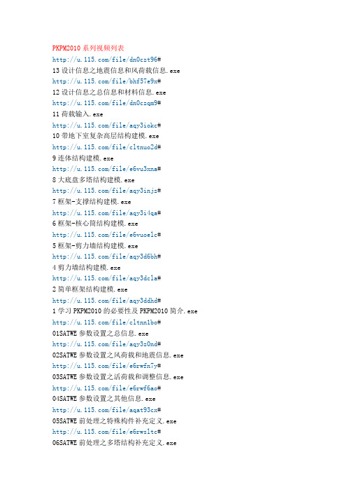 PKPM2010系列视频列表