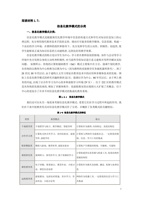 信息化教学模式的分类