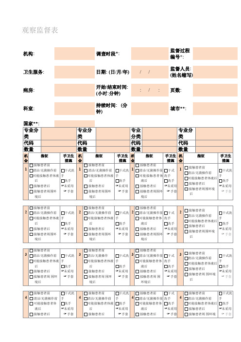 手卫生依从性监测表