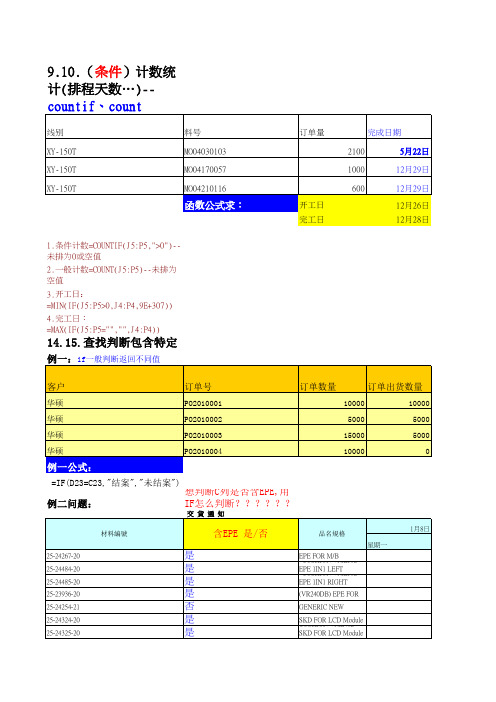 EXCEL在生产管理PMC中的应用