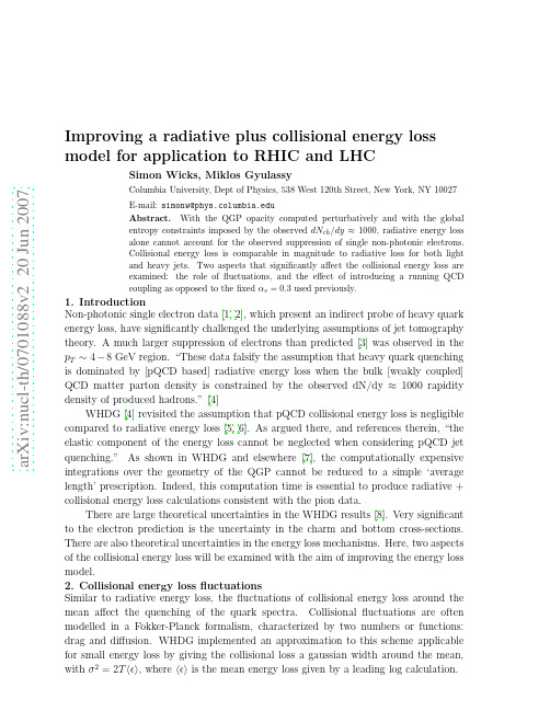 Improving a radiative plus collisional energy loss model for application to RHIC and LHC