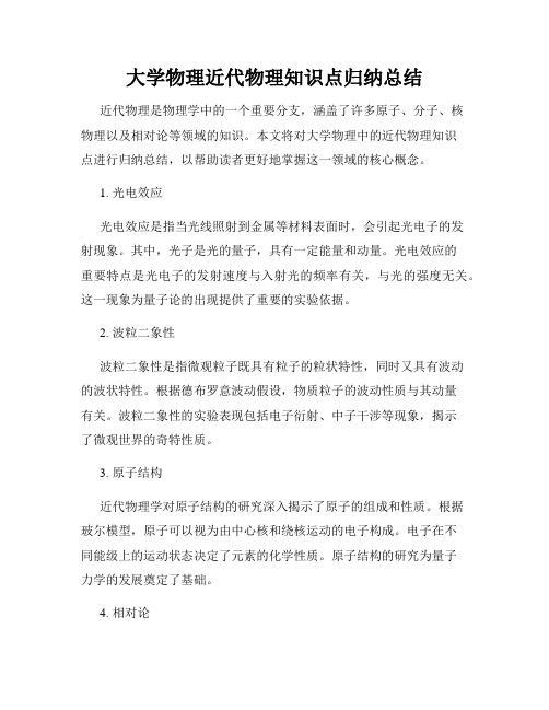 大学物理近代物理知识点归纳总结