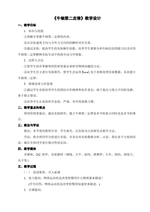 牛顿第二定律_教学设计