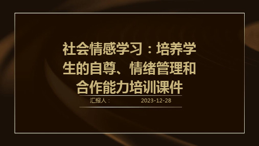 社会情感学习：培养学生的自尊、情绪管理和合作能力培训课件