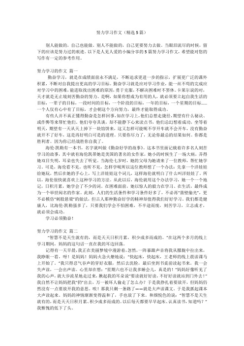 努力学习作文(精选5篇)