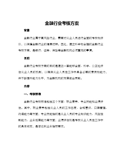 金融行业考核方案