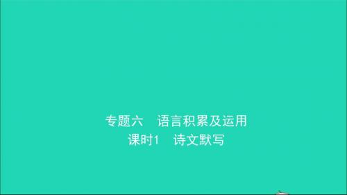 山东省泰安市2019年中考语文专题复习六语言积累与运用课件