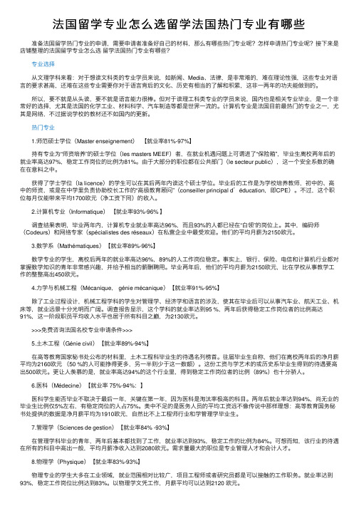 法国留学专业怎么选留学法国热门专业有哪些