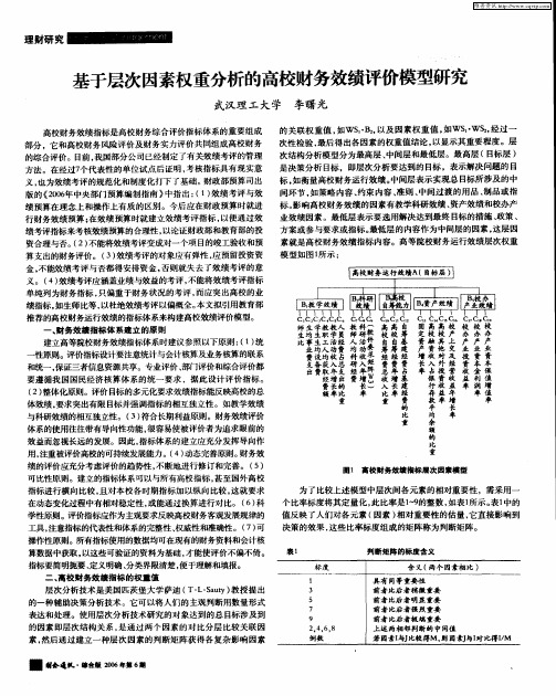 基于层次因素权重分析的高校财务效绩评价模型研究