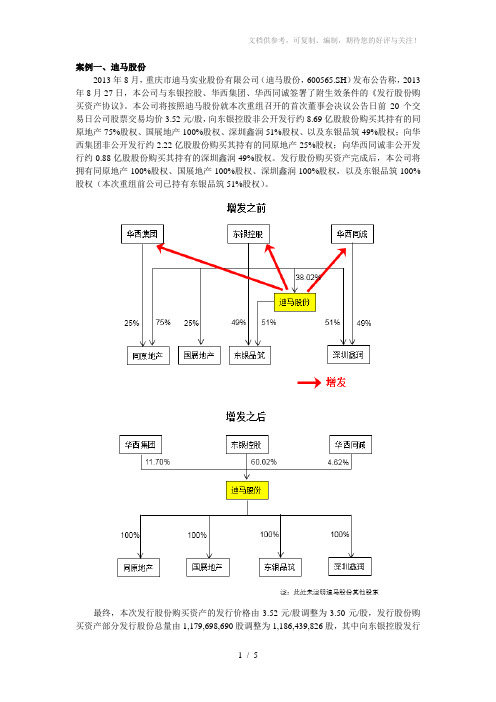 房地产上市企业资产重组案例