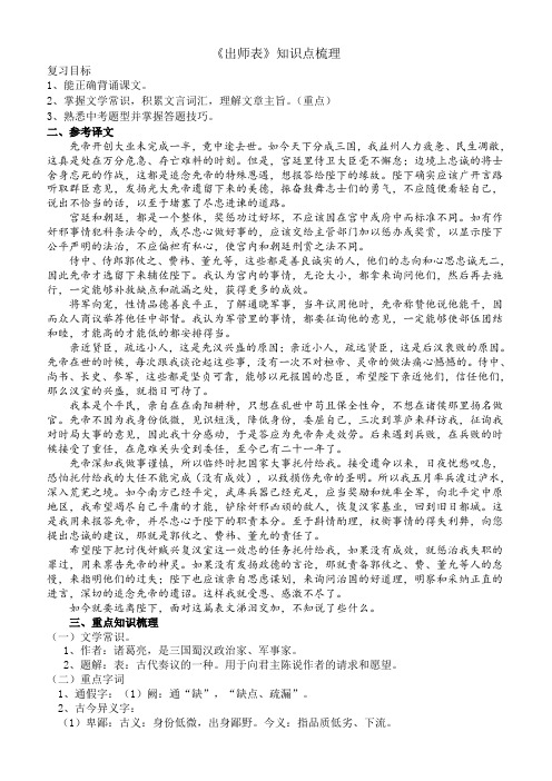 《出师表》知识点梳理