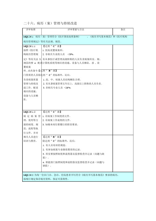 三级医院评审标准之二十六病历管理与持续改进