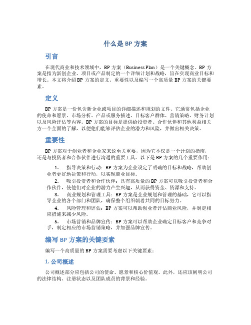 什么是bp方案