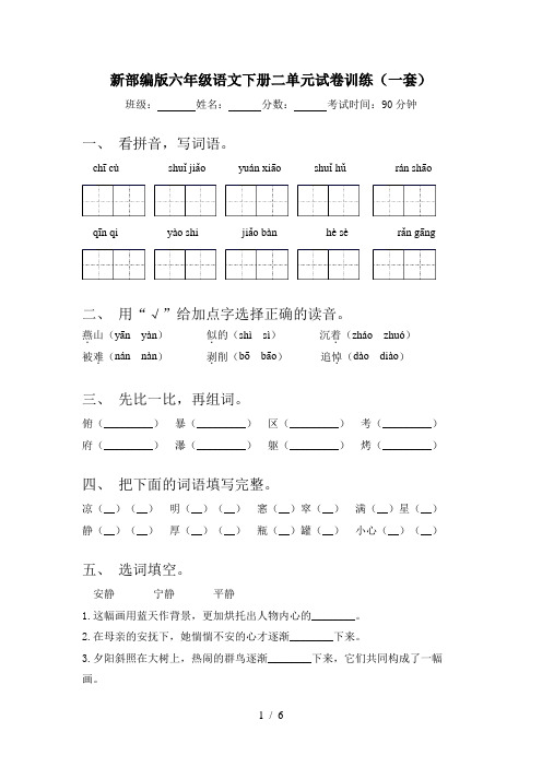 新部编版六年级语文下册二单元试卷训练(一套)