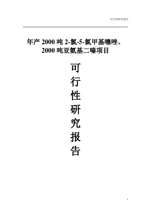 年产2000吨2-氯-5-氯甲基噻唑、2000吨亚氨基二嗪项目可行性研究报告