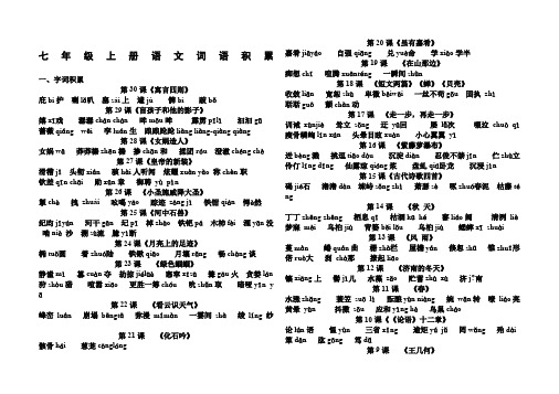 七年级上册语文重点词语积累