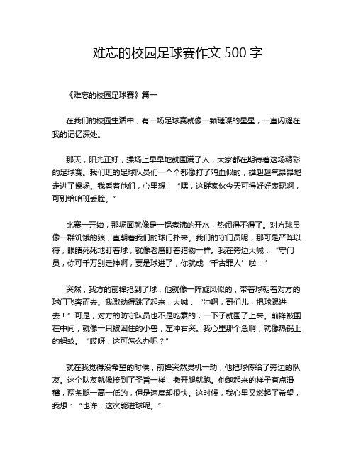 难忘的校园足球赛作文500字