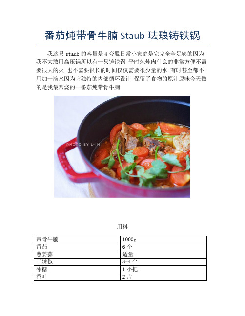 番茄炖带骨牛腩 Staub珐琅铸铁锅【精品做菜教程】